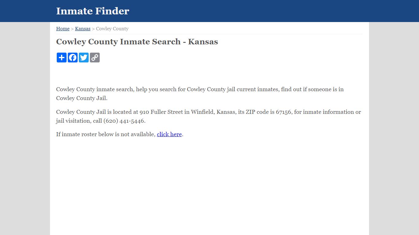 Cowley County Inmate Search - Kansas